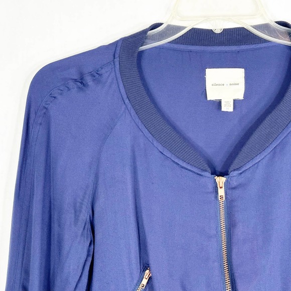 Silence Noise Medium Jacket Blue Cropped Long Sleeve Full Zip Pockets 1449‎ - Picture 4 of 8